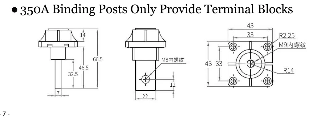 350A energy storage terminal size
